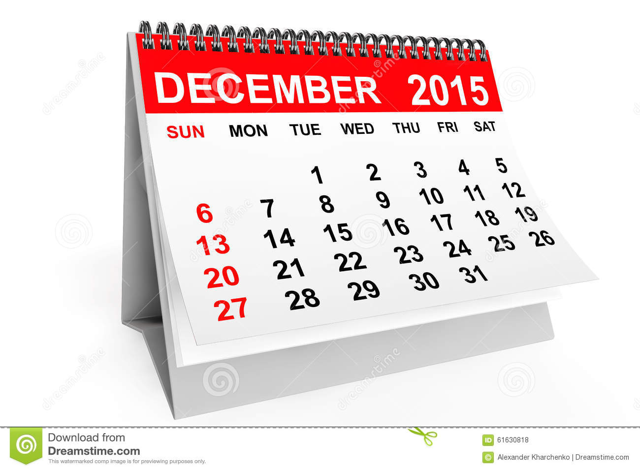 2015 Year Calendar  December Calendar On A White Background 