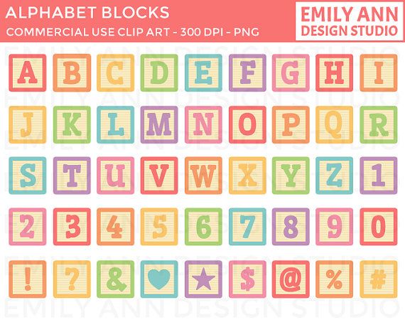 Alphabet Blocks Cute Clip Art   Baby Toddler Blocks Rainbow   Commerc