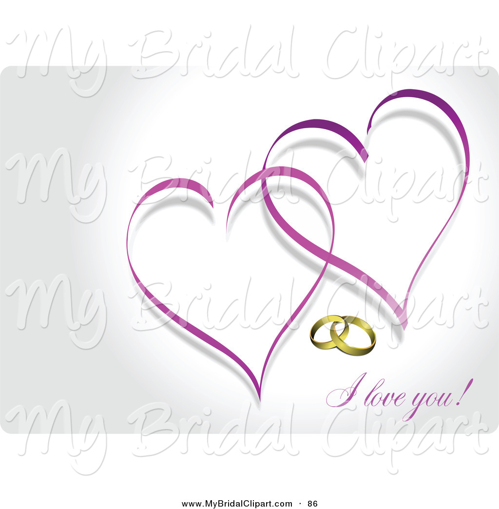 Bridal Clipart Of A Scrolling I Love You Message With Wedding Rings