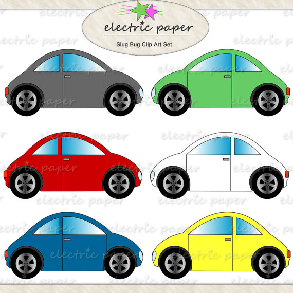 Cars Slug Bug Clip Art   Vw Beetle Clip Art Set   Instant Download
