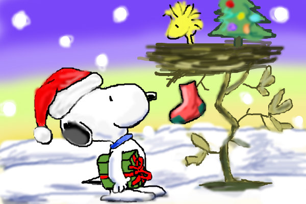 Christmas Snoopy Decorating The X Mas Tree With Baubles And Christmas    