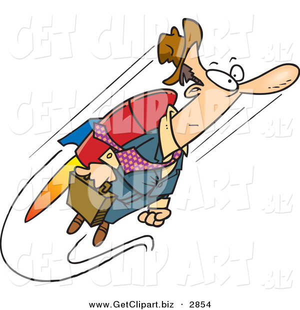 Clip Art Of A Frowning Business Man Heading To Work While Flying