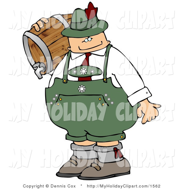 Clip Art Of A White Oktoberfest Beer Man Carrying A Keg By Djart