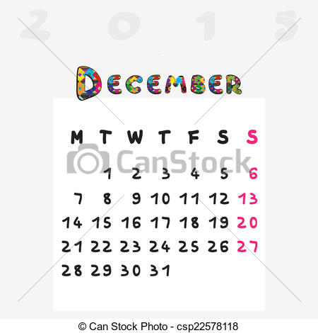Clipart Of Calendar 2015 December   Calendar 2015 Graphic    