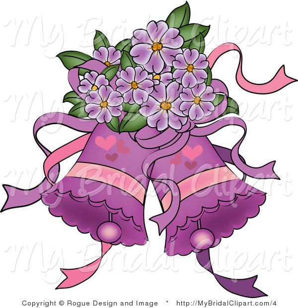 Clipart Of Purple Wedding Bells And Flowers By Pams Clipart    4