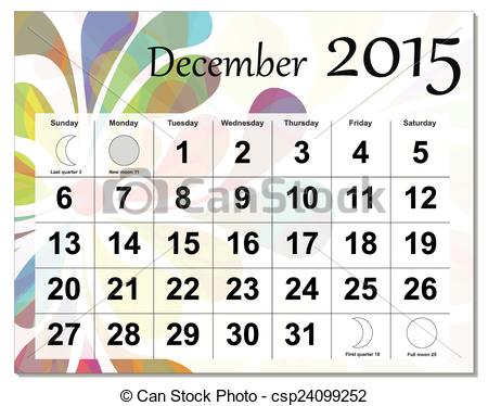 Clipart Vector Of December 2015 Calendar   Eps10 File December 2015    