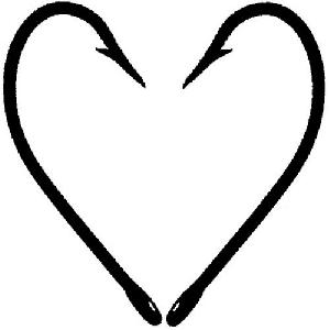 Fish Hook Heart Hunting And Fishing Car Or Truck Window Decal