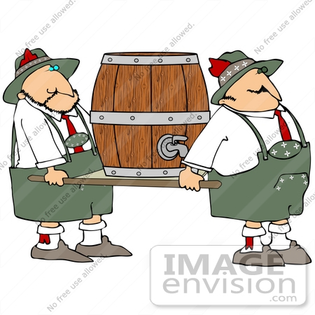 Free Oktoberfest Clipart Of A Heavy Beer Keg Being Carried By Two Men    