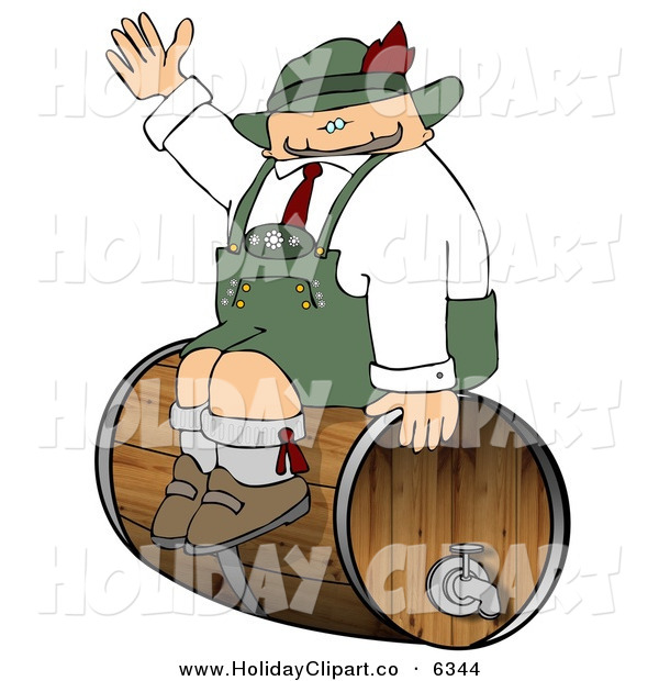 Holiday Clip Art Of An Obese German Man Sitting On A Beer Keg During