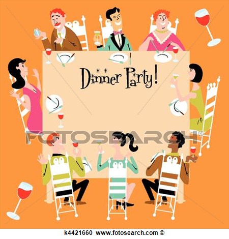 Illustration   Dinner Party Invitation  Fotosearch   Search Clipart