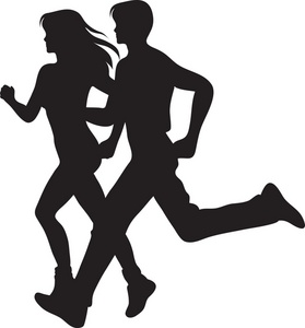 Jogging Clipart Image   Couple Running Silhouette