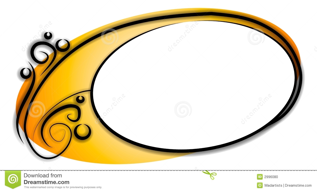     Oval Shaped Web Page Logo In Black And Gold With Decorative Swirls