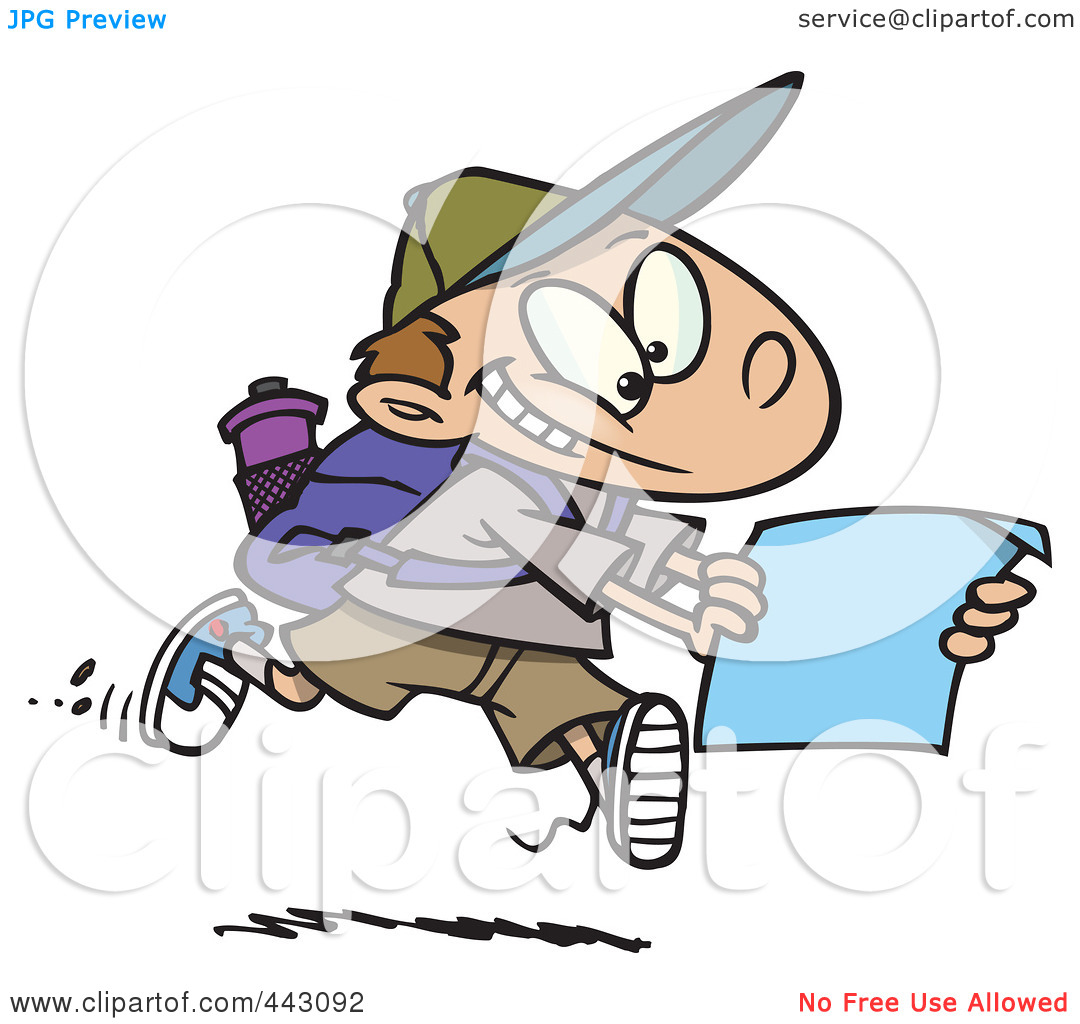Royalty Free  Rf  Clip Art Illustration Of A Cartoon Hiking Boy Using