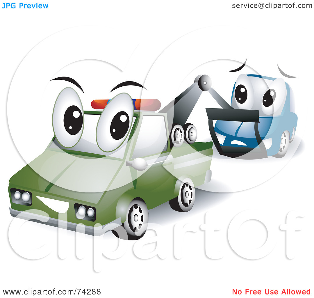 Royalty Free  Rf  Clipart Illustration Of A Tow Truck Character Towing