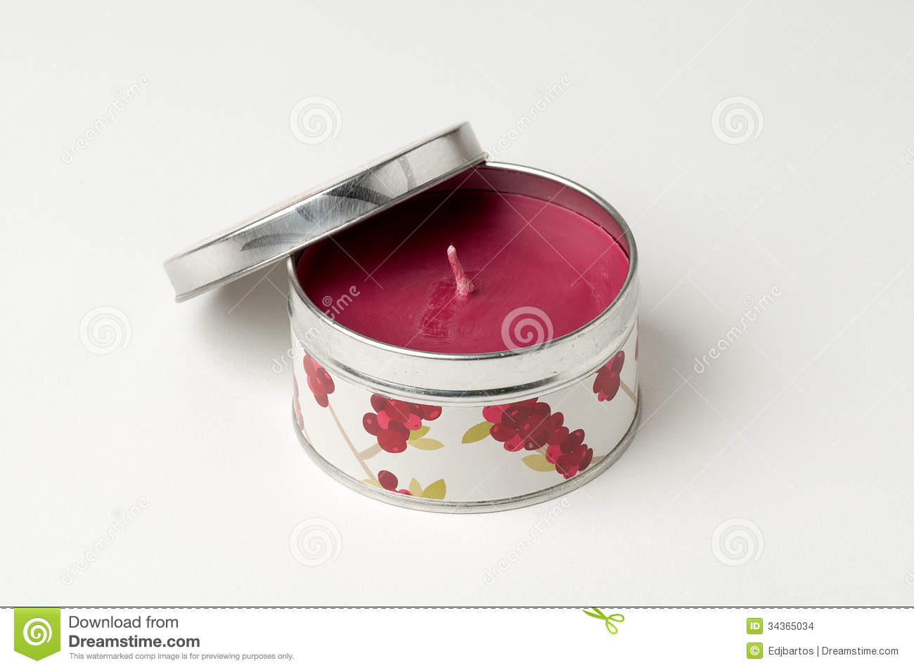 Scented Candle In A Round Tin Isolated On White 