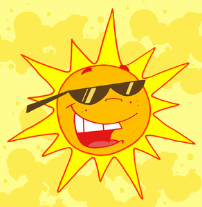 Sun Clipart Image   Summer Sun Wearing Sunglasses Cartoon Drawing