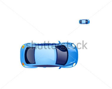 Transportation   Top View On The Blue Retro Beetle Car  Vector Icon