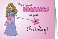 7th Birthday Pink   Purple Princess With Sparkly Look And Wand Card