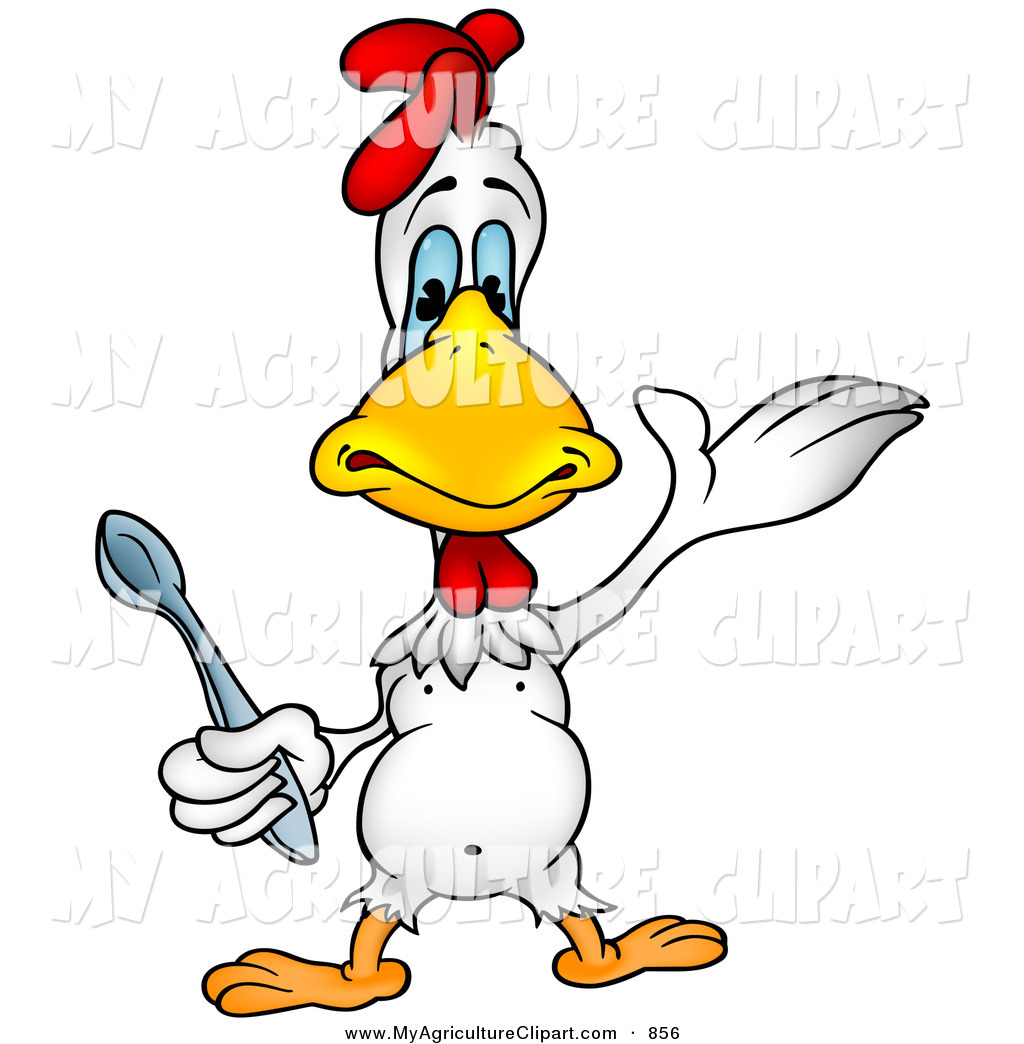 Agriculture Clipart Of A White Hen Holding A Spoon In His Hand By Dero