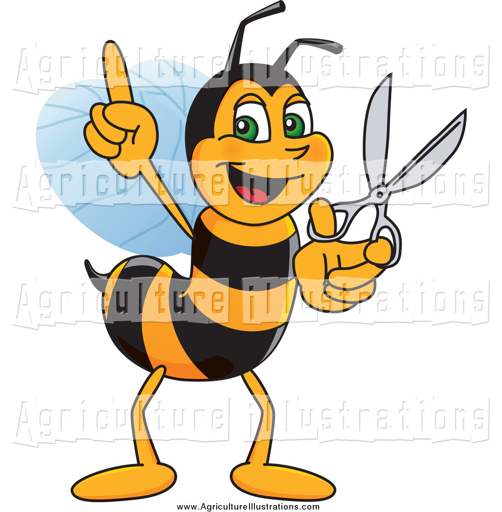 Agriculture Clipart Of A Worker Bee Holding Scissors