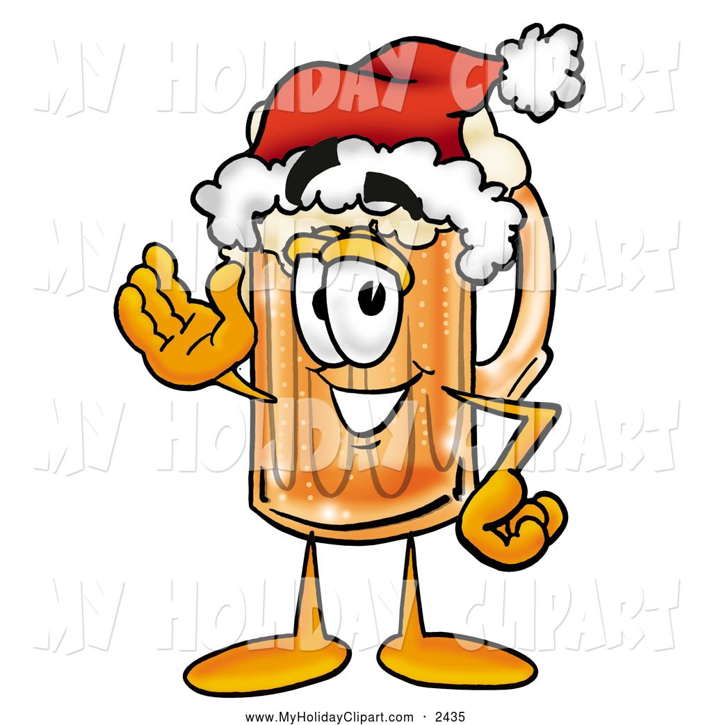 Cartoon Character Wearing A Santa Hat And Waving By Toons4biz    2435