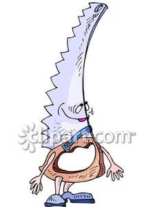 Cartoon Hand Saw   Royalty Free Clipart Picture