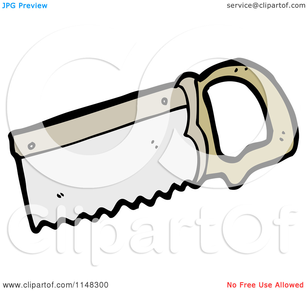 Cartoon Of A Hand Saw   Royalty Free Vector Clipart By Lineartestpilot