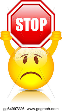 Drawing   Smiley With Stop Sign Vector Illustration  Clipart Drawing