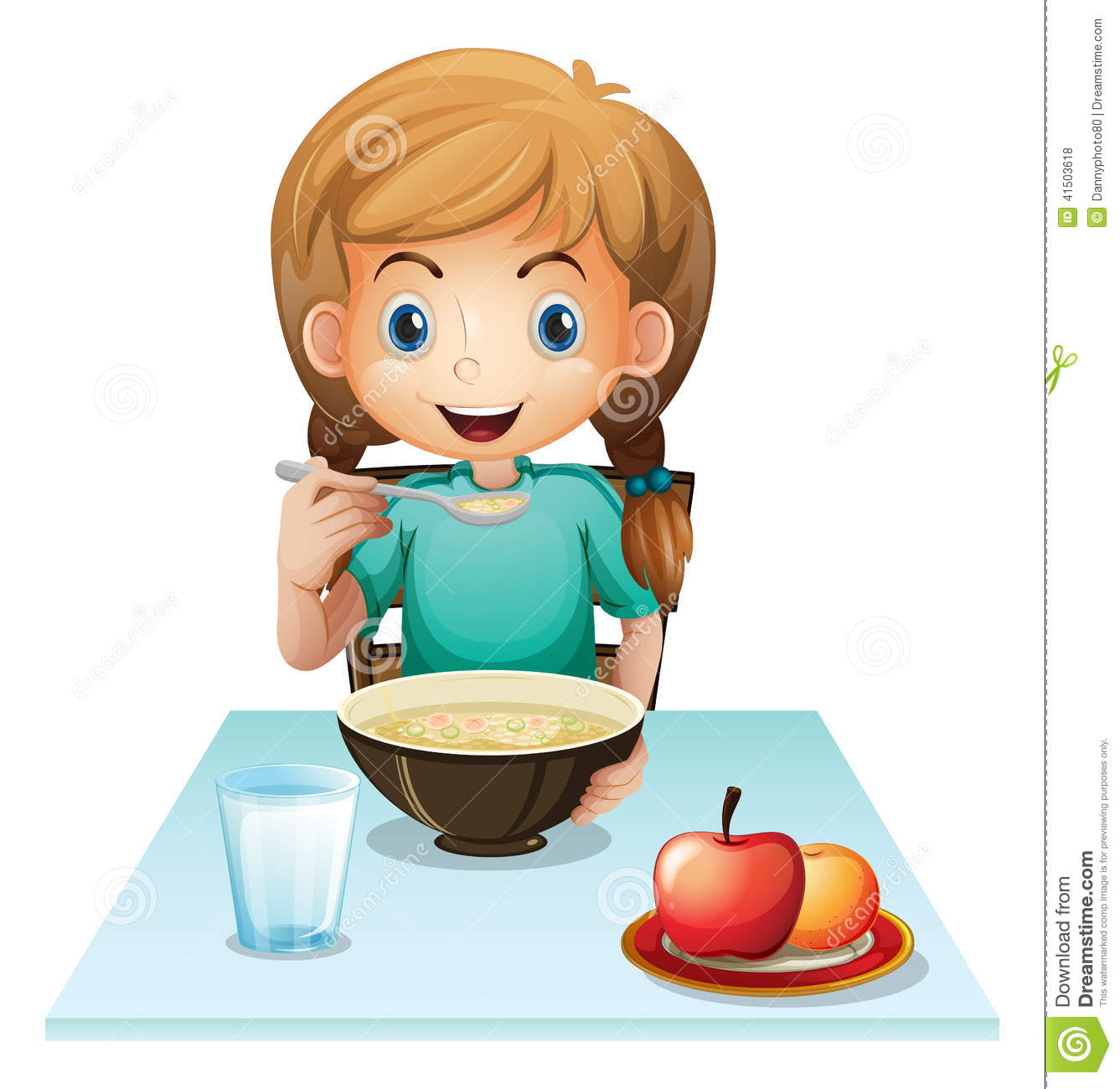 Girl Eating Breakfast Clipart A Girl Eating Her Breakfast