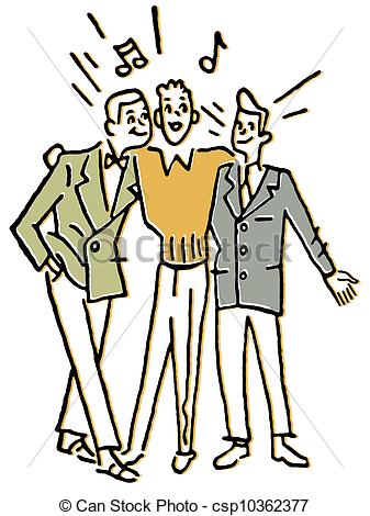 Group Of Three Men Singing Together Csp10362377   Search Eps Clipart    