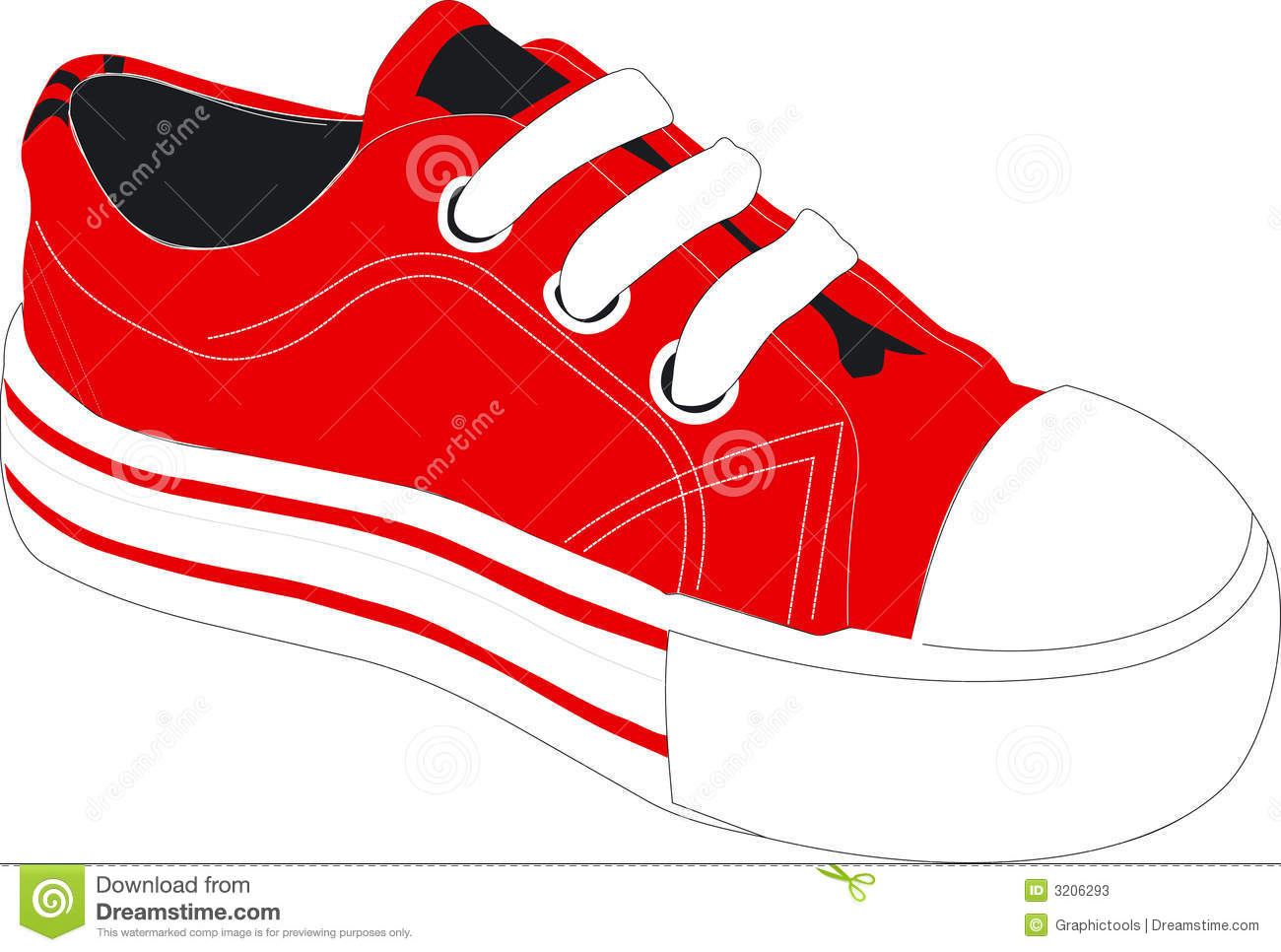 Illustration Of A Bright Red Sneaker Tennis Or Athletic Shoe