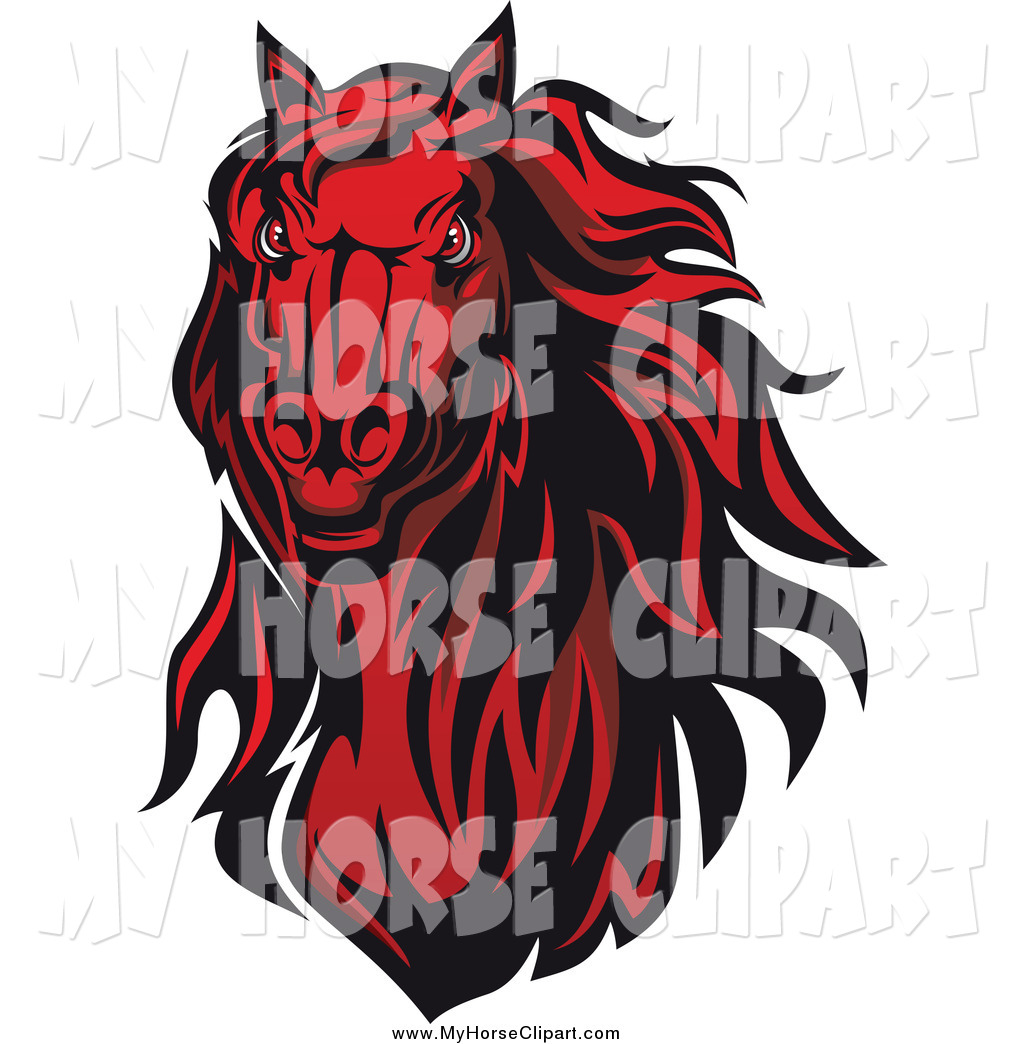 Larger Preview  Clip Art Of A Vicious Red Horse Head By Seamartini