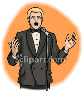 Man Wearing A Tux Singing   Royalty Free Clipart Picture