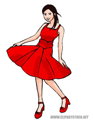 People Clip Art  Dancing Girl With Red Prom Dress Picture  Free People