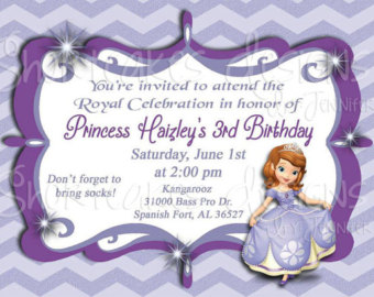 Princess Sofia Birthday Invitation   Disney Princess Sofia The First
