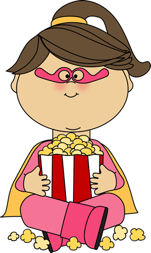 Superhero Girl Eating Popcorn Clip Art   Superhero Girl Eating Popcorn