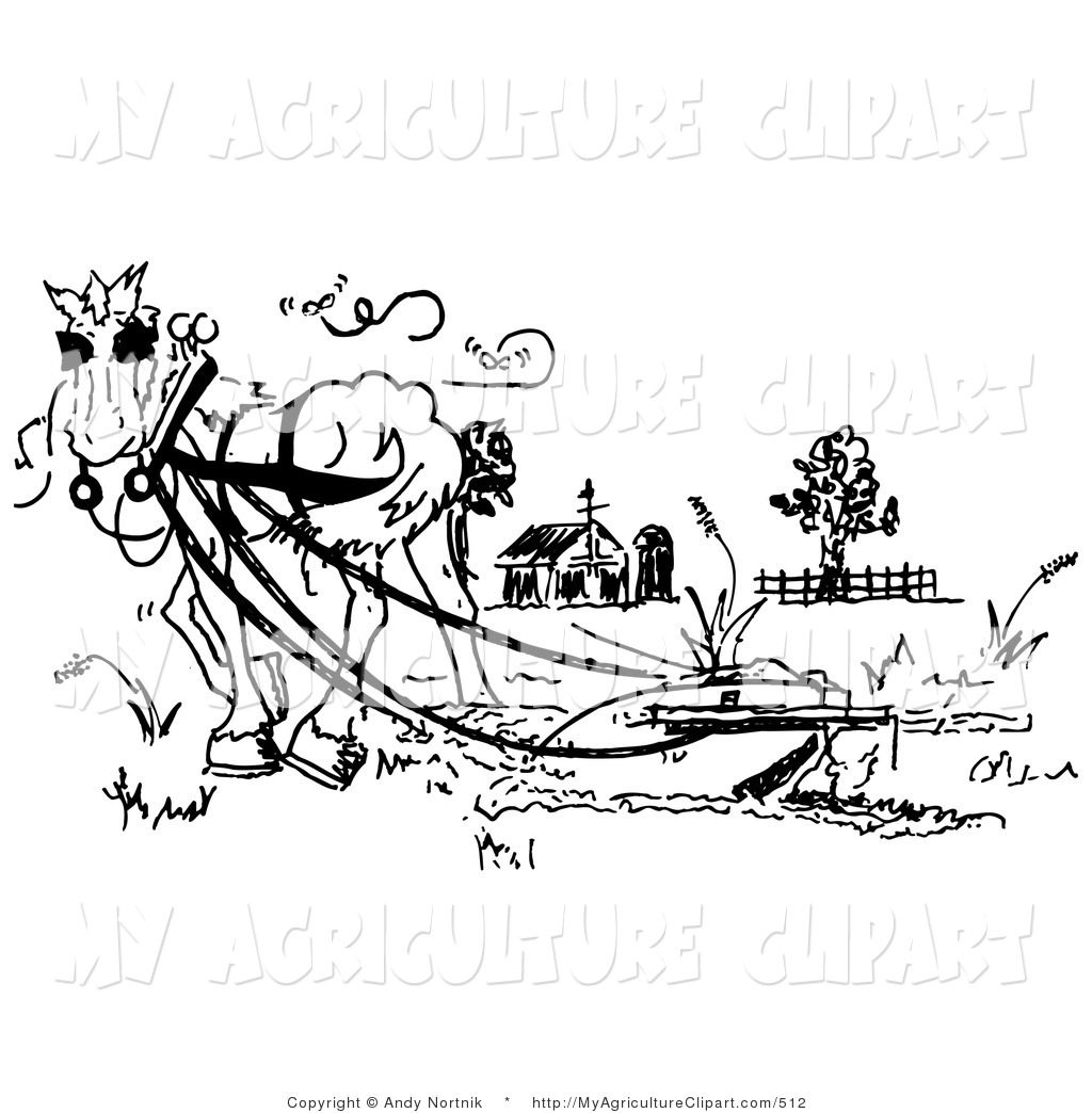 Vector Agriculture Clipart Of A Black And White Drawing Of A Horse