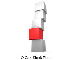 Box Tower   An Isolated Tower Made Of Gray Boxes And One Red   