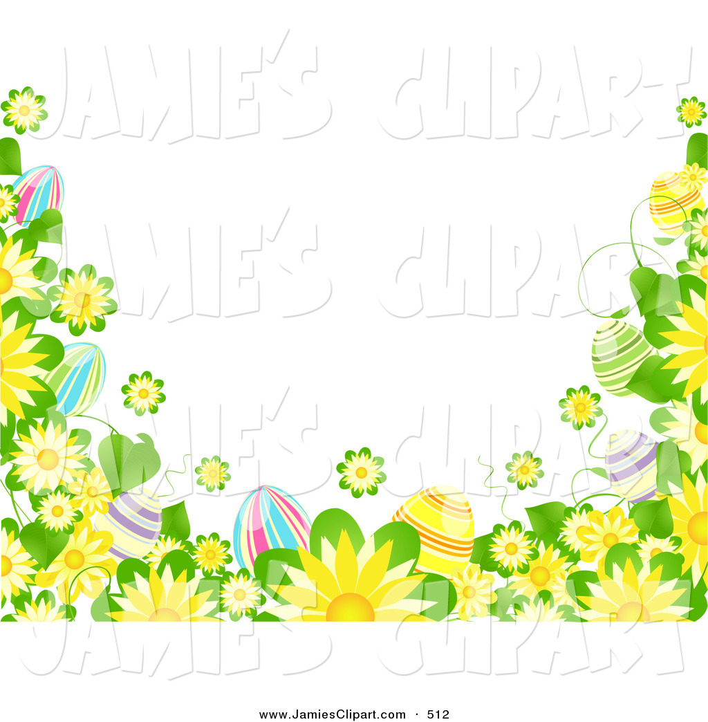 Clip Art Of A Solid White Background Bordered By Yellow Flowers And