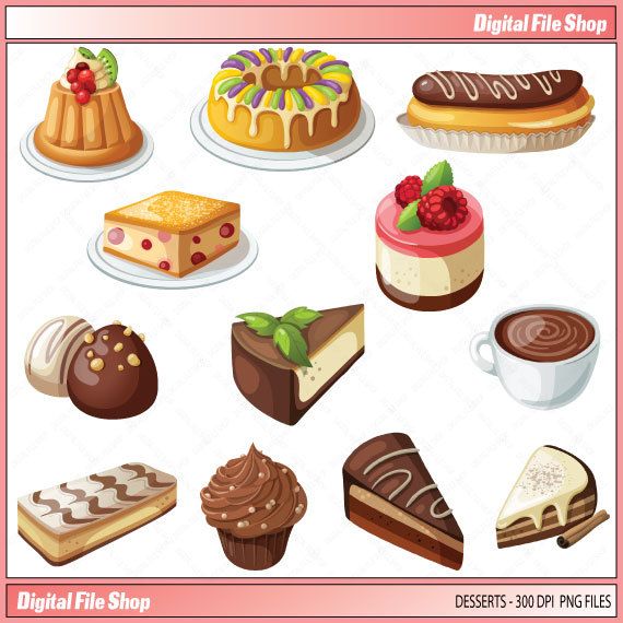 Clip Art   Sweets   Pie   Dessert   Cup Cakes Digital Clipart File Im    