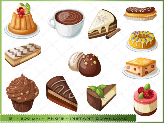 Desserts Clipart   Cake And Pie Clipart   By Digitalclipartstore
