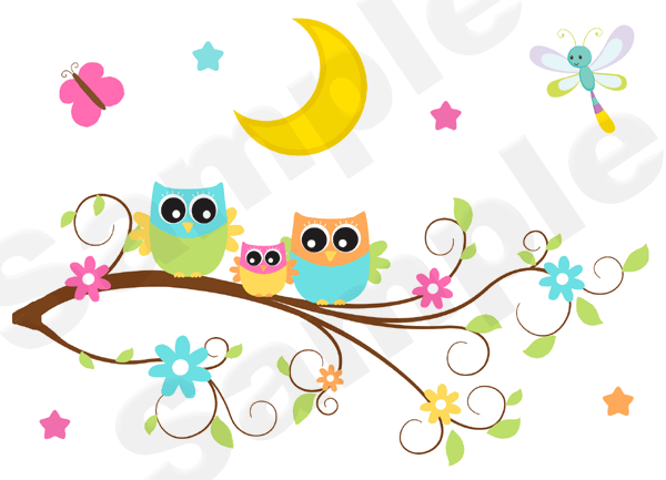 Details About Owl Tree Branch Wall Mural Decals Baby Girl Nursery Kids