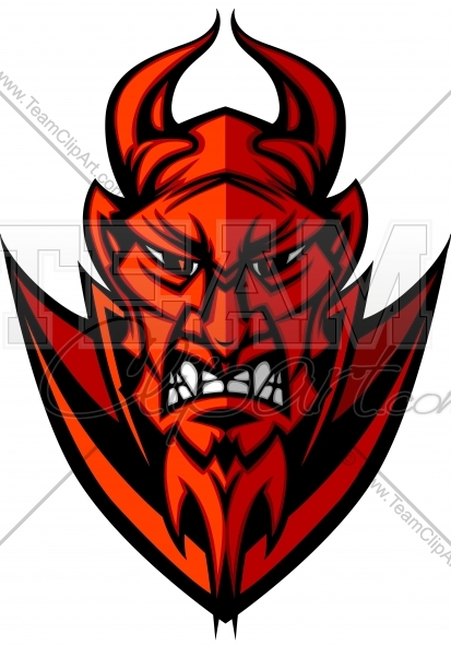 Devil Logo   Demon Mascot Head Vector Clipart Image