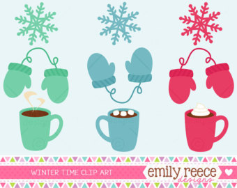 Dollar Sale Winter Snowflakes Cold Mittens Hot Cocoa Cute Clip Art