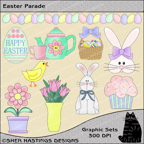 Easter Parade Clipart And Graphic Set Spring Clipart Easter Clipart    
