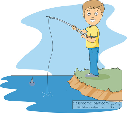 Fishing   Fishing Off Lake 2   Classroom Clipart