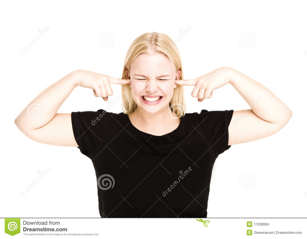 Frustrated Girl Dont Want To Hear Isolated On White Background 