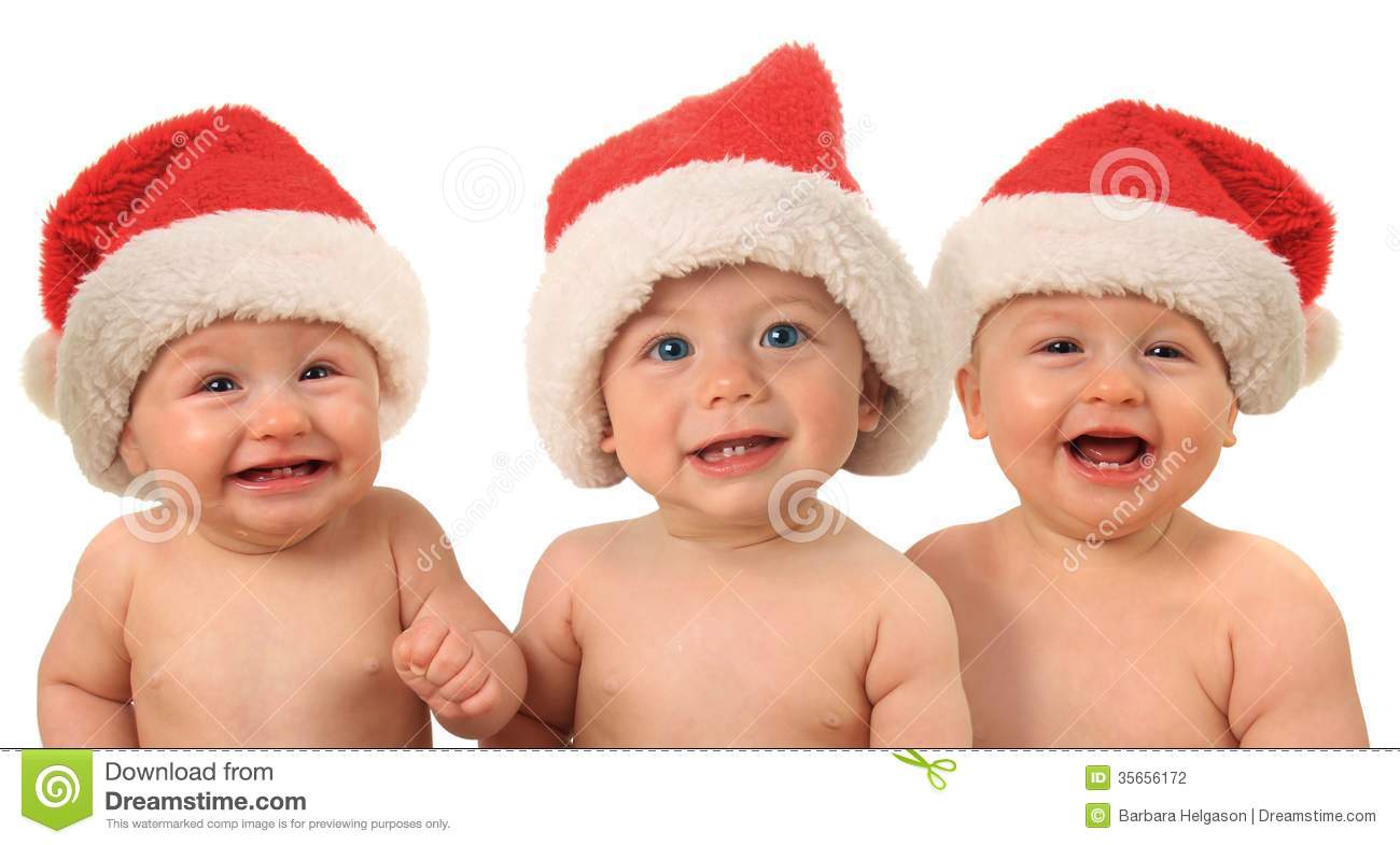 Funny Christmas Babies Stock Photography   Image  35656172
