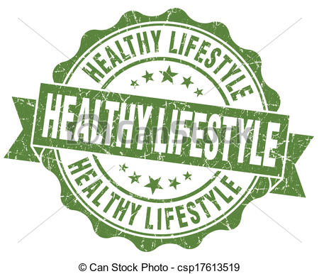 Healthy Lifestyle Green Grunge Seal Isolated On White Background