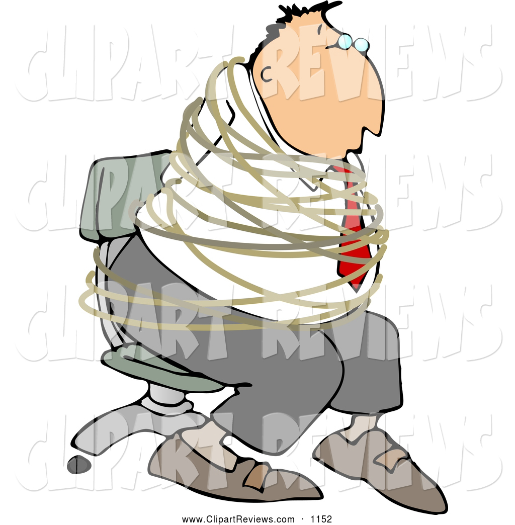 Larger Preview  Clip Art Of A White Hostage Businessman Tied With Rope